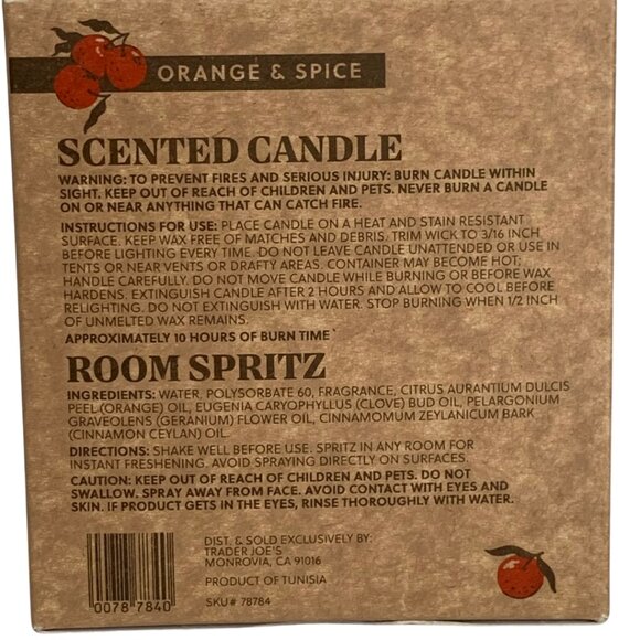 Trader Joe's Orange & Spice Scented Candle & Room Spritz - Picture 7 of 9